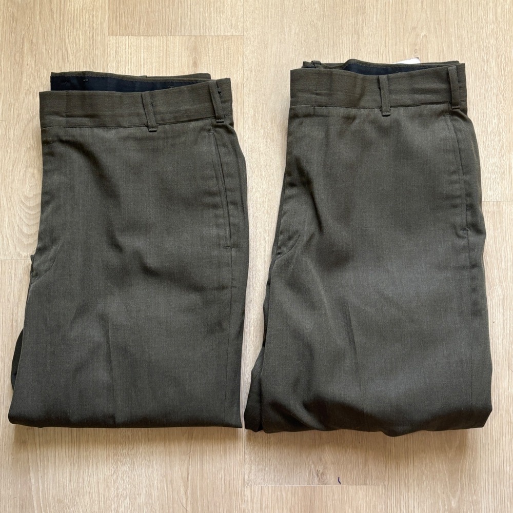 LOT OF 2 - USMC Marine Corps Men Green Dress Trousers Poly Wool Shade 36R 2212